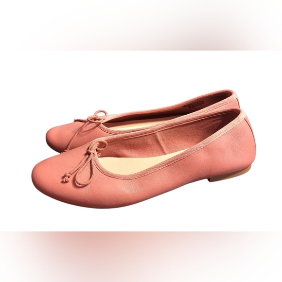 LOFT Women's Pink Leather Ballet Flats With Bow Detail Size 8.5 - Picture 1 of 9